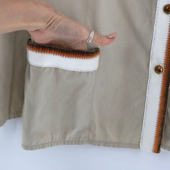 Vintage Shirt Women XL Tan Retro Eclectic Grandpa Retro Minimalist Work Wear 70s - Picture 4 of 7